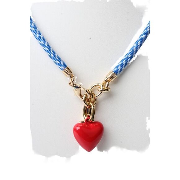 Roxanne Assoulin Jewelry - Roxanne Assoulin Womens Gold Tone Red Paracord Happy Cord Charm Necklace 17"